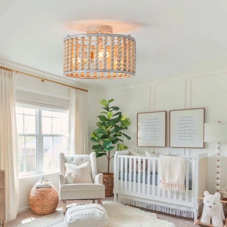 wood beaded ceiling light